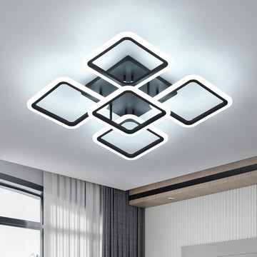 LED Осветително тяло 4+1 Big SQUARE BLACK 60CM Еквивалент 850W с дистанционно