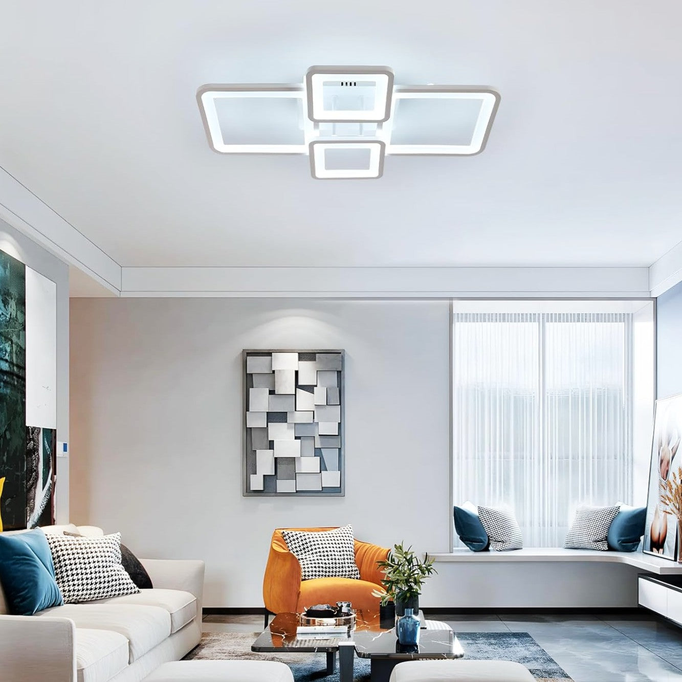 LED осветително тяло 2+2 SQUARE Бяло Еквивалент 500W Дистанционно