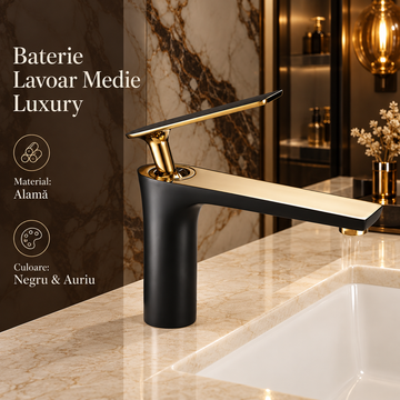 Смесител за мивка среден Luxury Line Black Gold SMK032