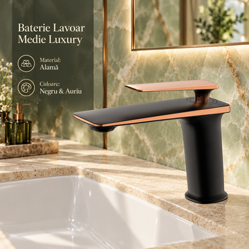 Смесител за мивка среден Luxury Line Rose Black 003