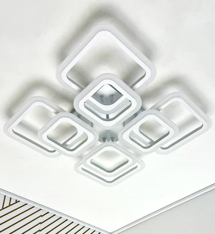 Lustra LED 4 + 4 SQUARE GIGANT Echivalent 1000W Telecomanda ALBA / SQUARE DESIGN Lighting Fixtures