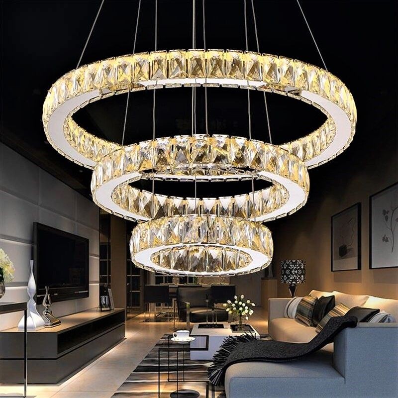 LED осветително тяло кристал 3 сегмента с дистанционно, еквивалент 800W