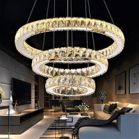 LED осветително тяло кристал 3 сегмента с дистанционно, еквивалент 800W