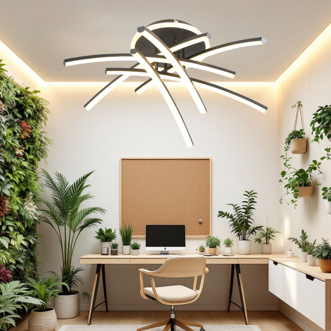 LED осветително тяло 114W Ophelia 6 елемента черна еквивалент 600W с дистанционно
