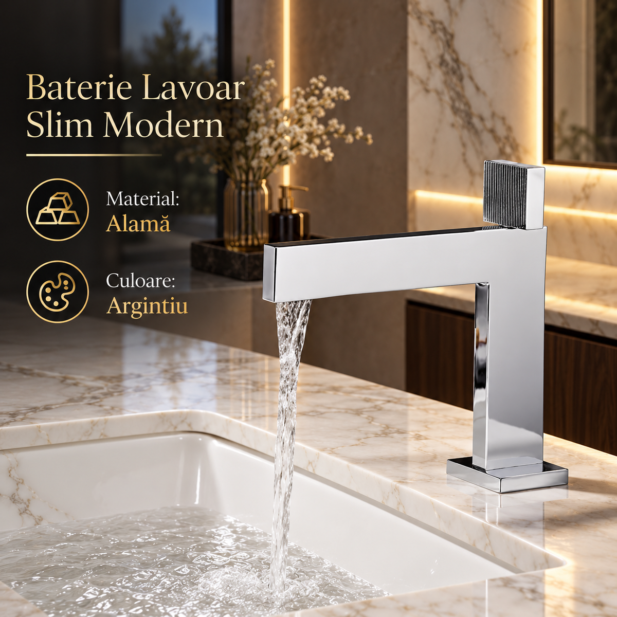 Смесител за мивка Slim Modern сребрист