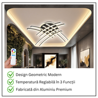 LED осветително тяло 136W Ophelia 8 елемента черна, еквивалент 800W, с дистанционно