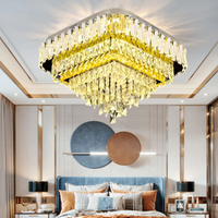 Осветително тяло LED кристал за таван Grand GLAMOUR Square с дистанционно