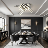 LED осветително тяло 136W Ophelia 8 елемента черна, еквивалент 800W, с дистанционно