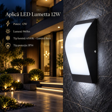 LED аплик 12W LUMETTA за външен монтаж, Черен