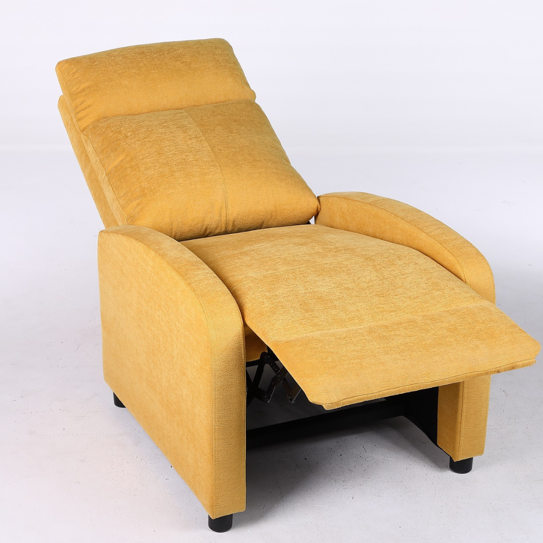 Релакс фотьойл с механизъм Recliner, текстил жълт