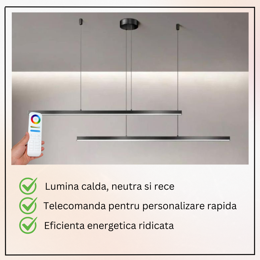 LED осветително тяло висящо 72W Elegant Office Black еквивалент 500W