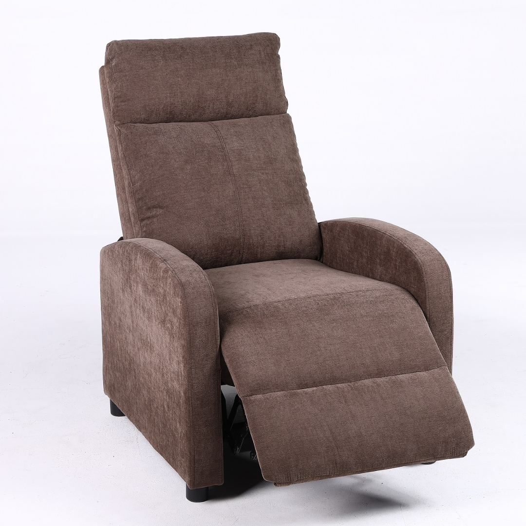 Релакс фотьойл с механизъм Recliner, кафяв текстил