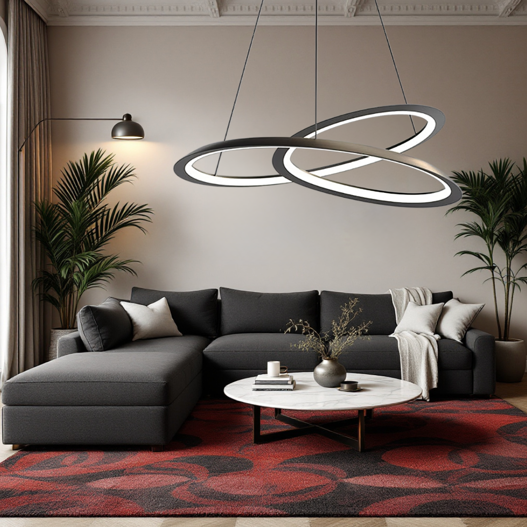 LED осветително тяло тип пендел 120W Lumea Black с дистанционно, еквивалент 600W