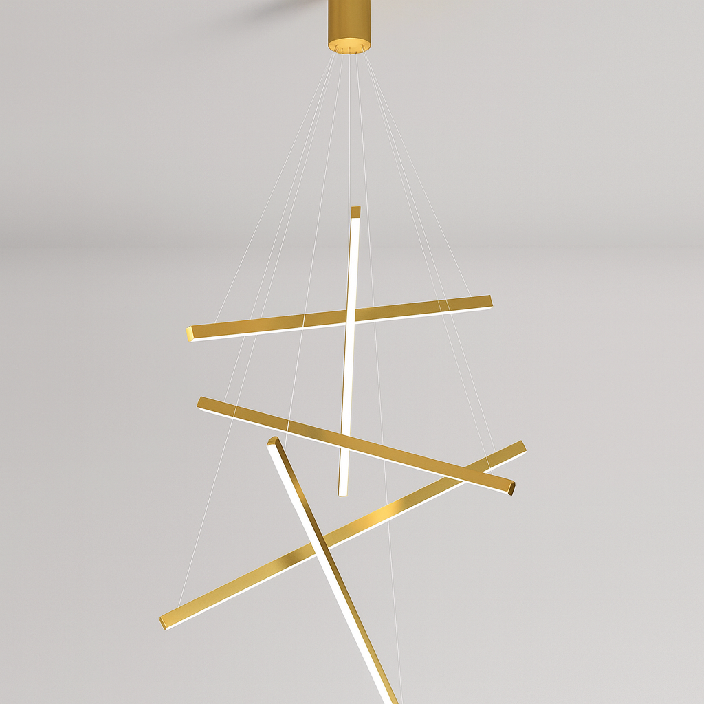 LED осветително тяло 5 Geometric GOLD Lines висящо, еквивалент 500W