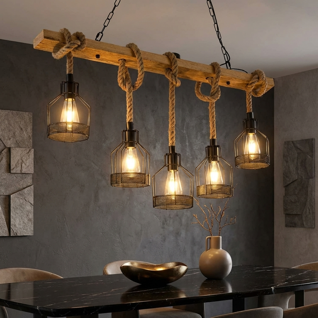 Осветително тяло Wood Design Iron Cage 5XE27