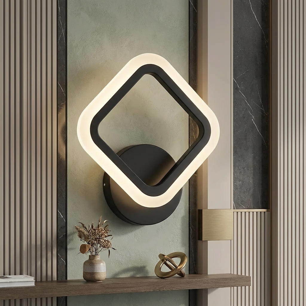 LED аплик Diamond Simple Black еквивалент 100W