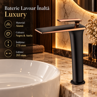 Смесител за мивка висок Luxury Line Rose Black 002