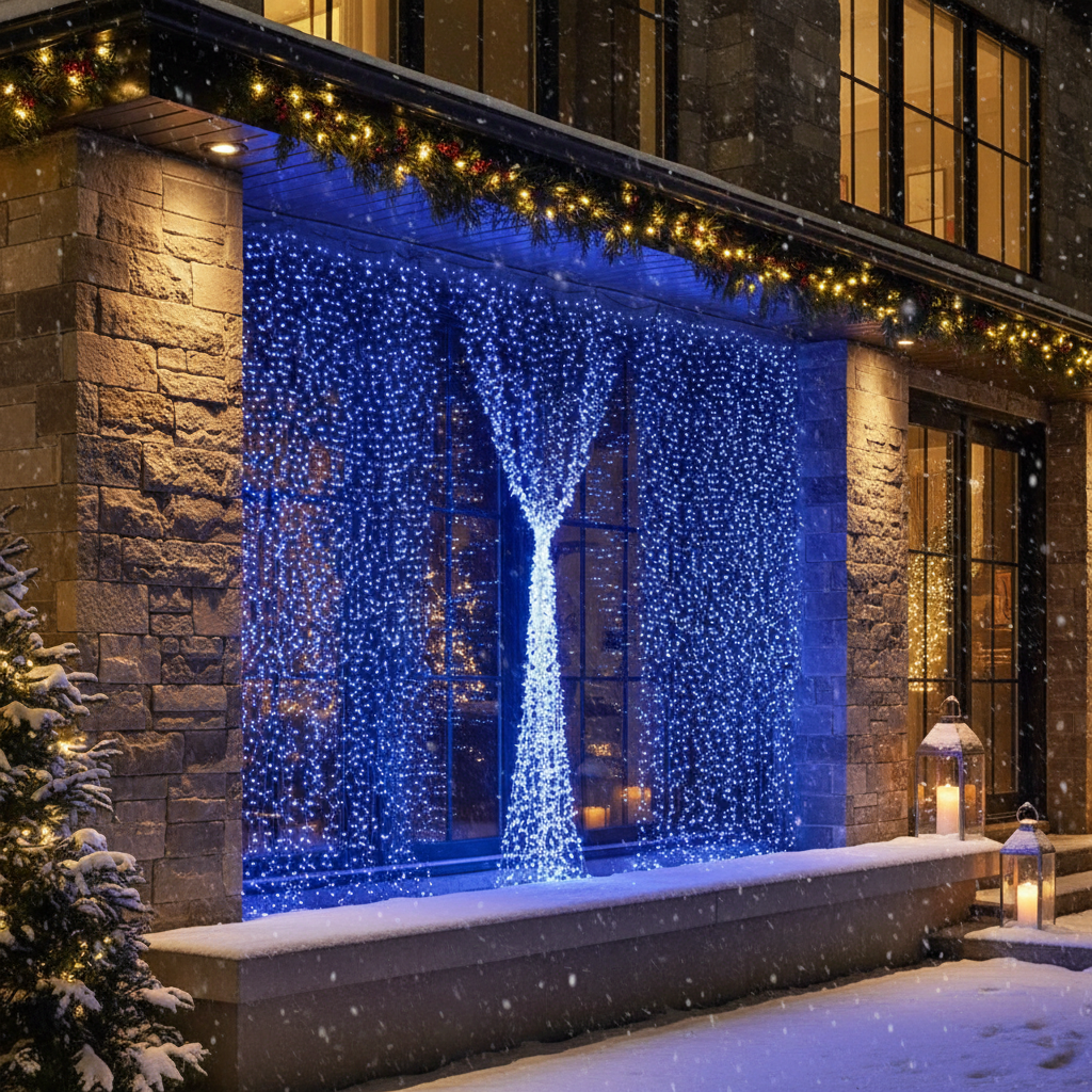 LED завеса Everblue 2.5x3m синя светлина 720 LED IP44