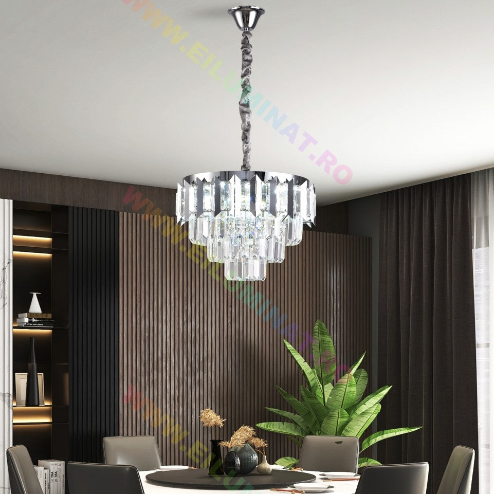 LED осветително тяло SILVER SHINE кристал Еквивалент 400W Монтаж аплик/с окачване