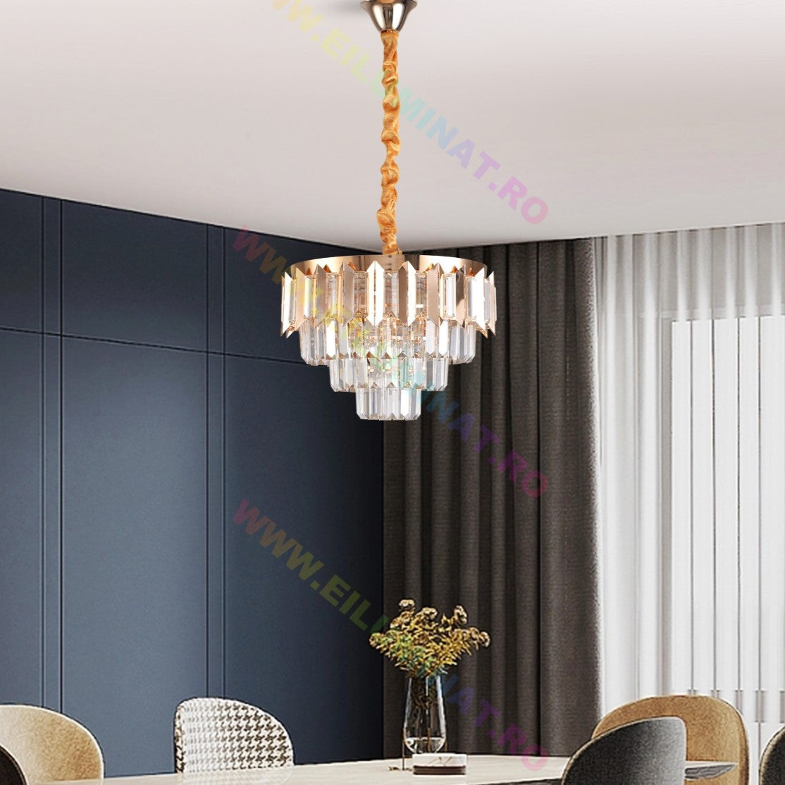 LED осветително тяло GOLD SHINE Кристал Еквивалент 400W Монтаж Аплик/Спендел
