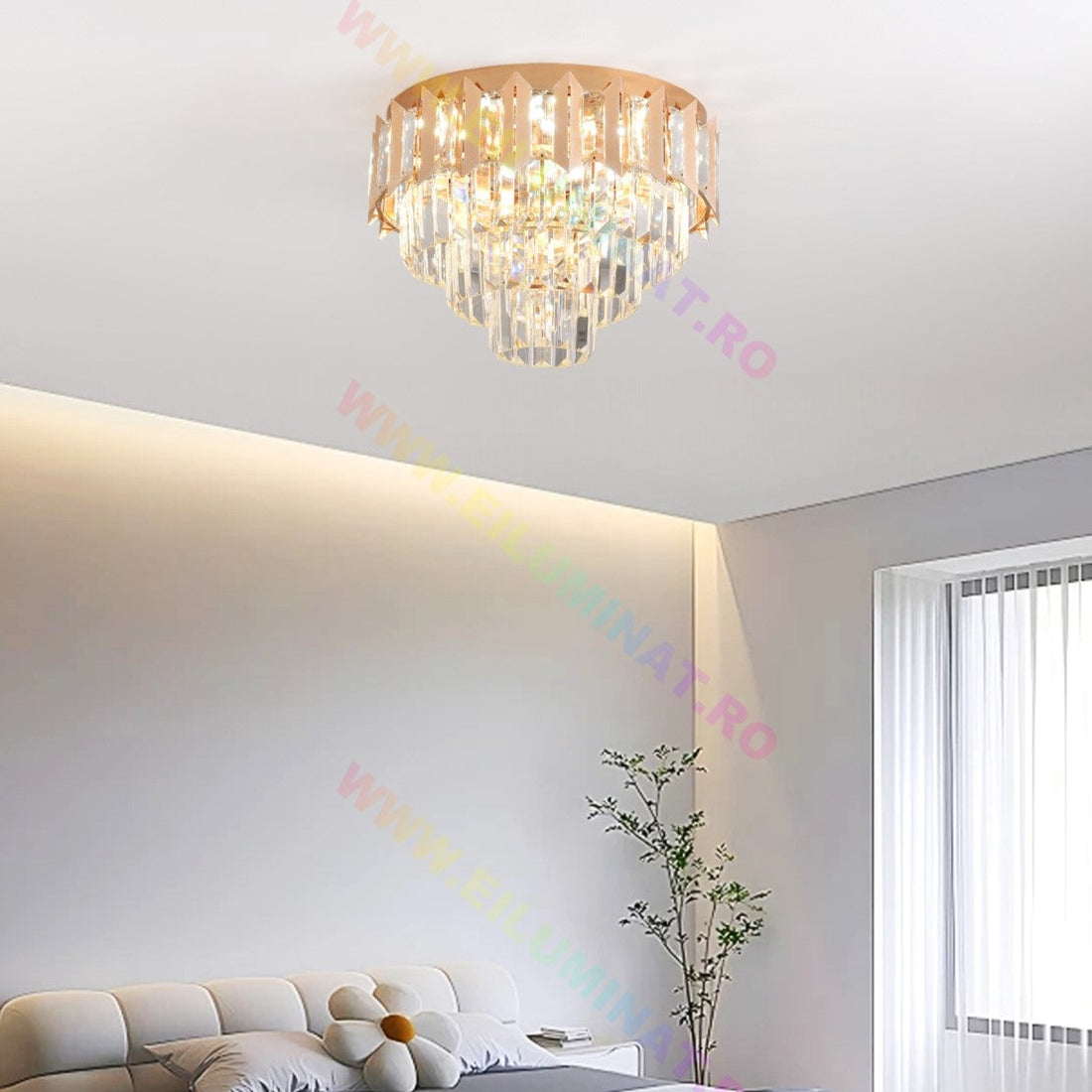 LED осветително тяло GOLD SHINE Кристал Еквивалент 400W Монтаж Аплик/Спендел