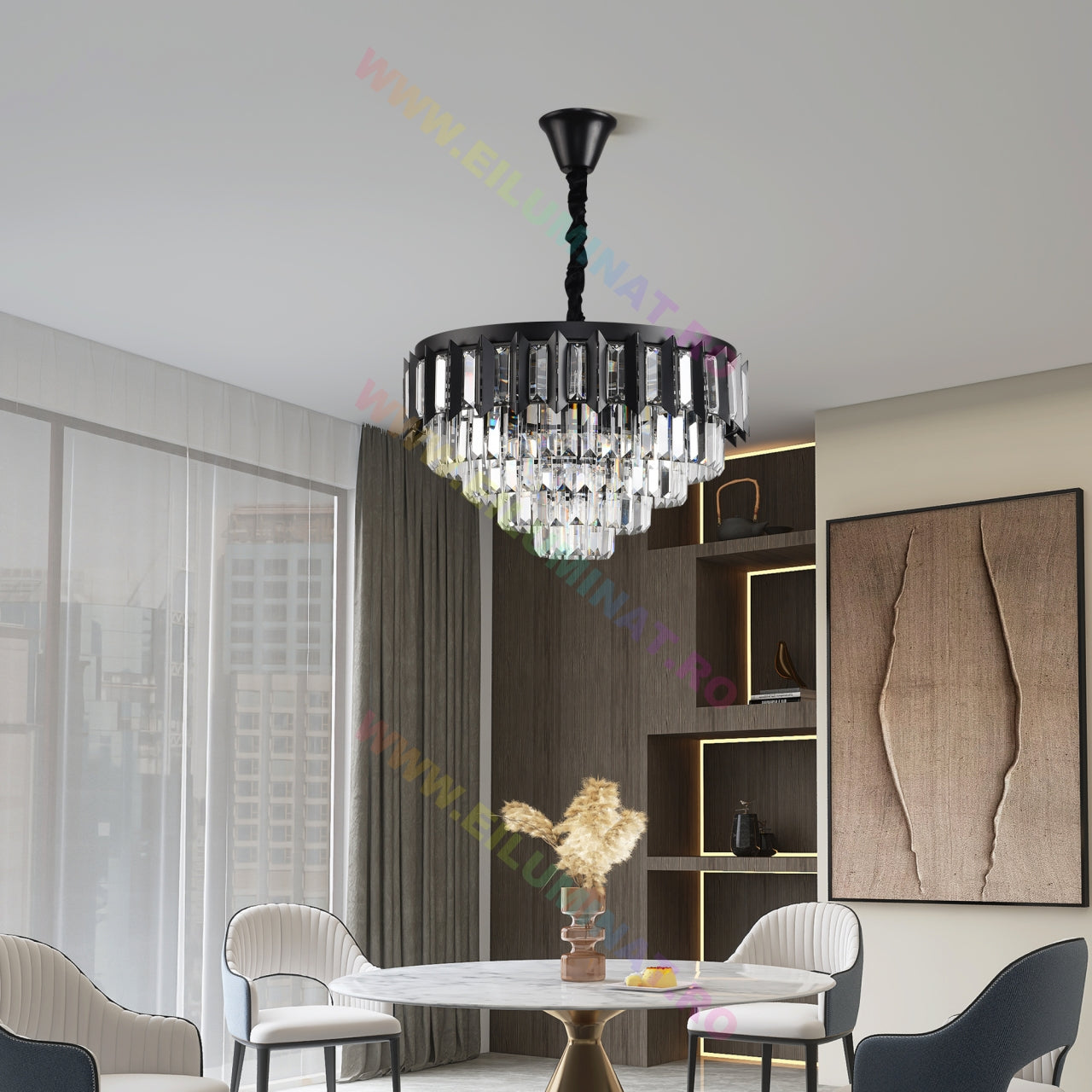 LED осветително тяло BLACK SHINE Cristal Еквивалент 600W Монтаж Аплик/С окачване