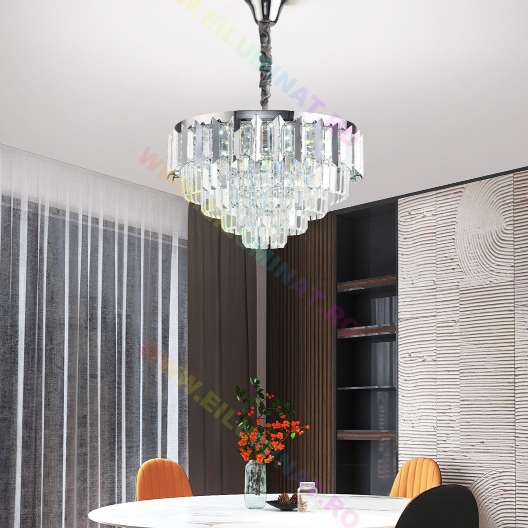 LED осветително тяло SILVER SHINE кристал Еквивалент 600W Монтаж аплик/с окачване