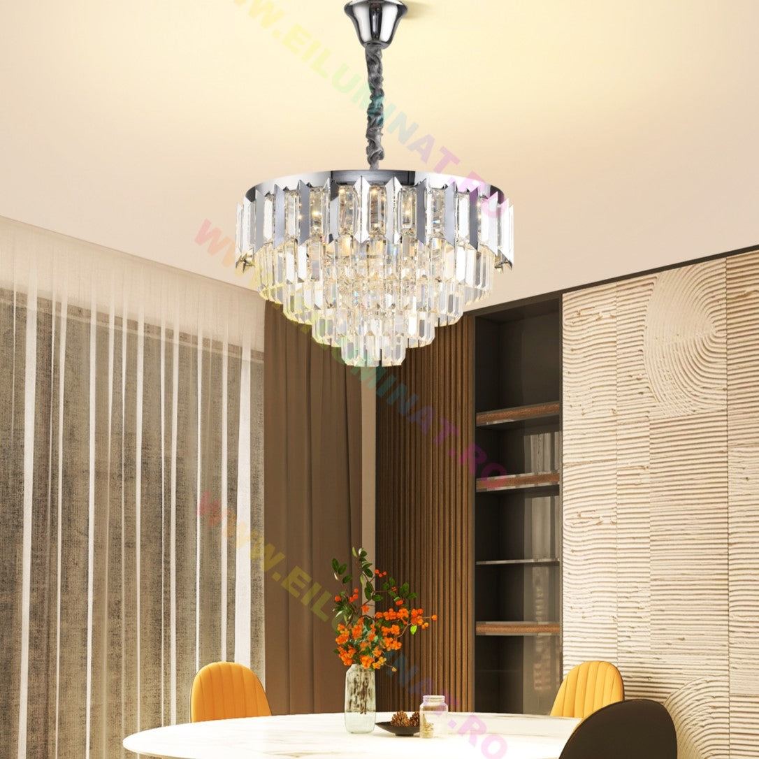 LED осветително тяло SILVER SHINE кристал Еквивалент 600W Монтаж аплик/с окачване