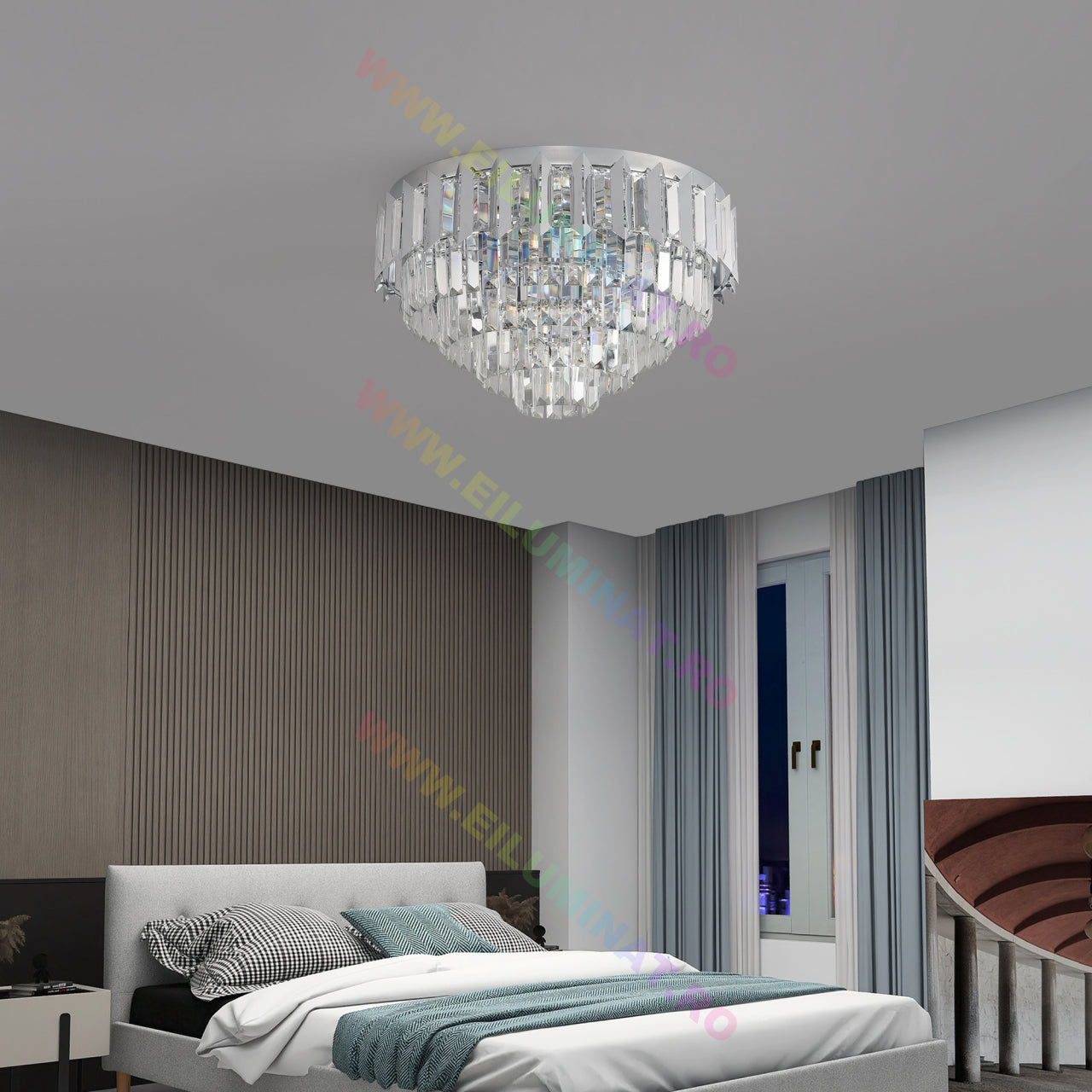 LED осветително тяло SILVER SHINE кристал Еквивалент 600W Монтаж аплик/с окачване