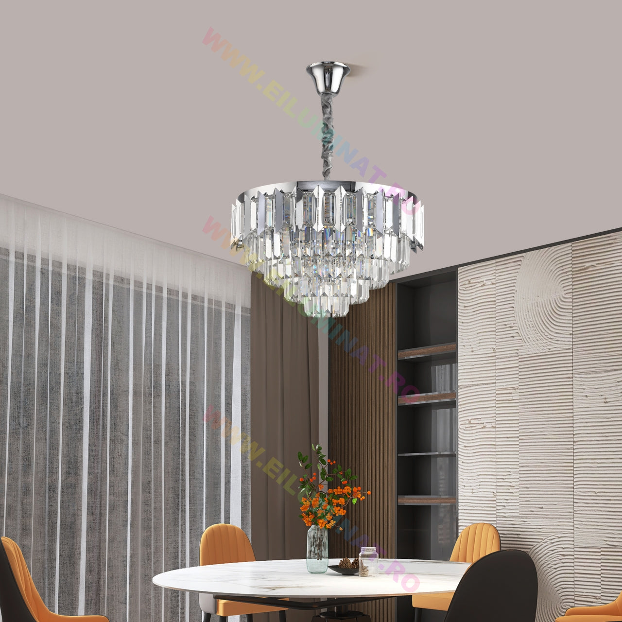LED осветително тяло SILVER SHINE кристал Еквивалент 600W Монтаж аплик/с окачване