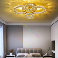 Lustra Led 2 + 2 Circle Gold Cristal Telecomanda Echivalent 400W Chandeliers Crystal