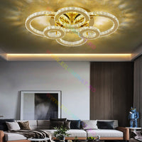 LED осветително тяло 4+2 CIRCLE GOLD Кристал Еквивалент 800W Дистанционно