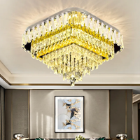 Осветително тяло LED кристал за таван Grand GLAMOUR Square с дистанционно