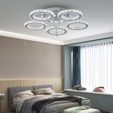 LED осветително тяло 5 CIRCLE кристал с дистанционно, еквивалент 400W