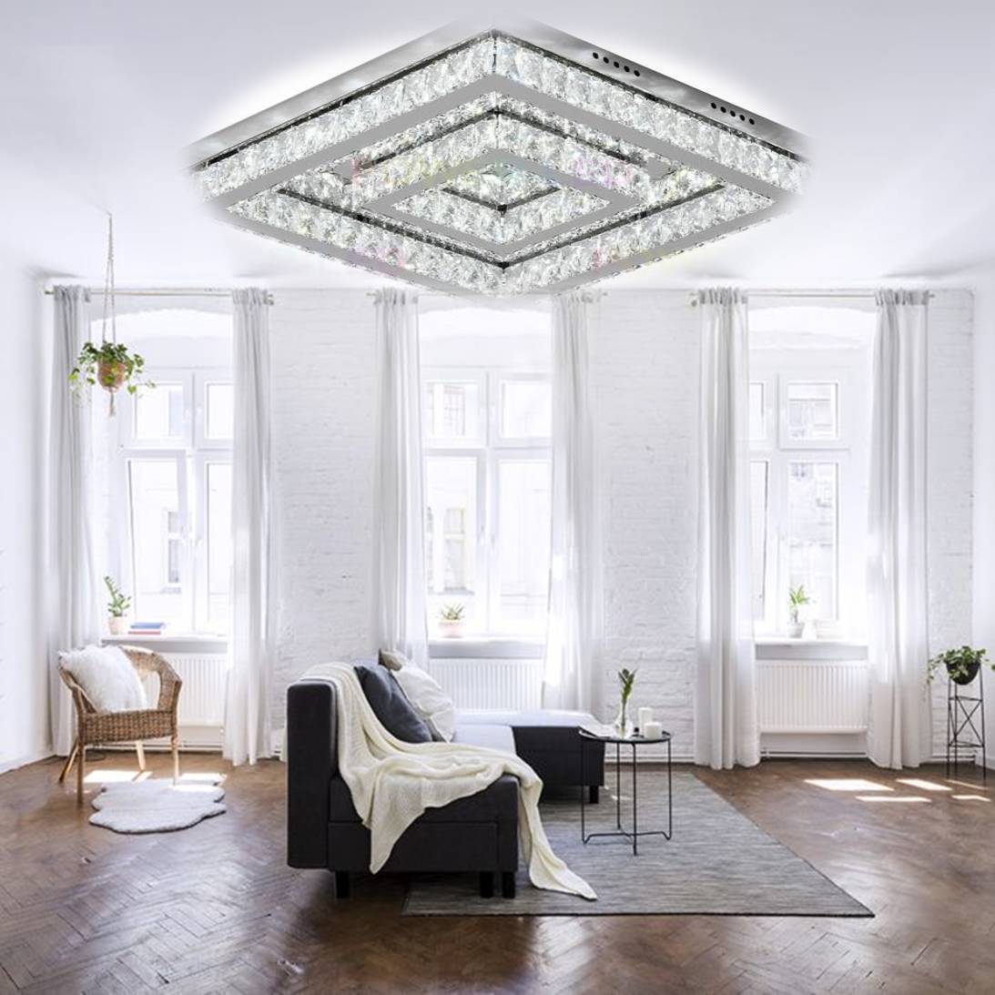 LED осветително тяло TWO SQUARE кристал еквивалент 500W с дистанционно