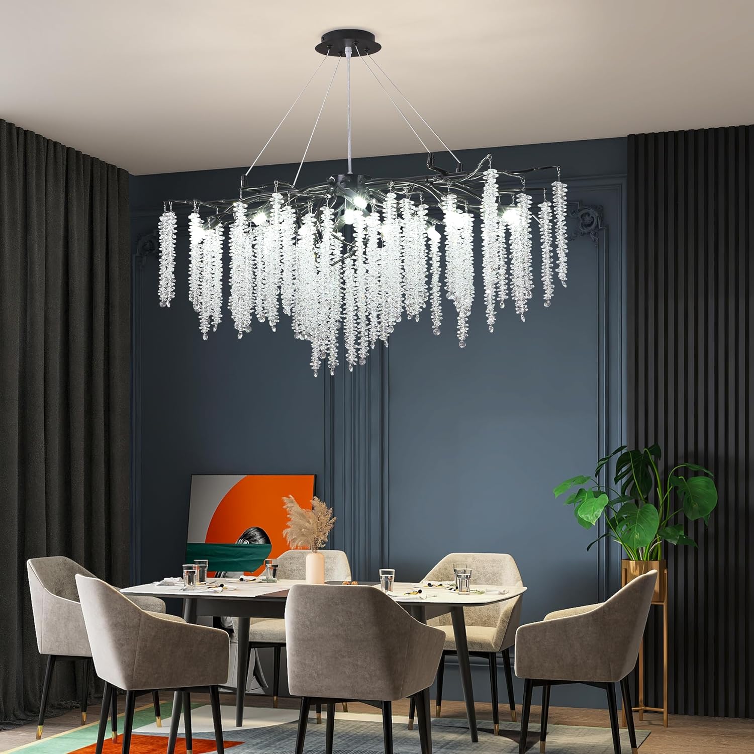 Полилей кристал LUXURY Black Willow 120X45 CM