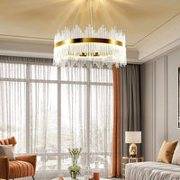 LED осветително тяло висящо CROWN Gold кристал 60cm еквивалент 500W