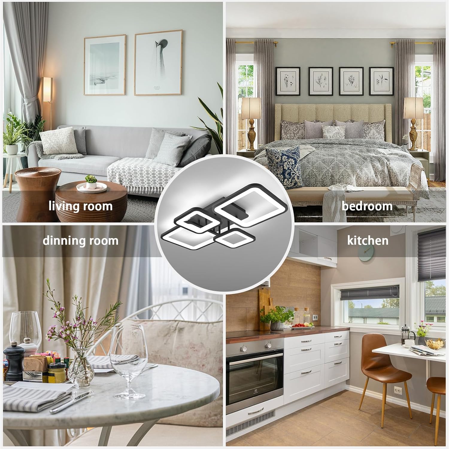 LED осветително тяло 2+2 SQUARE BLACK с дистанционно, еквивалент 500W