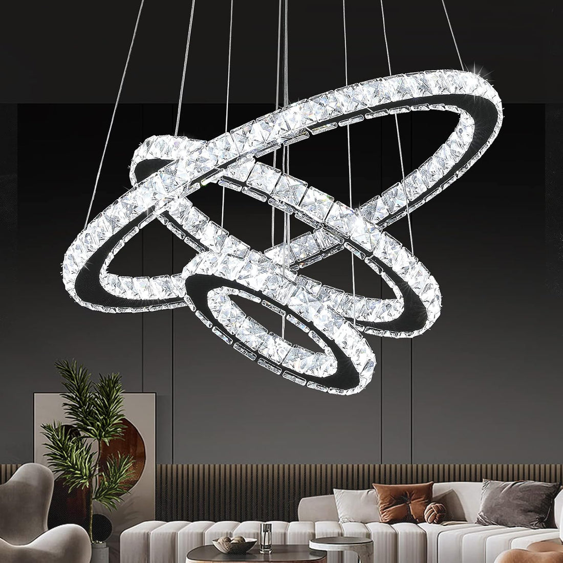 LED осветително тяло 3 сегмента CRISTAL SLIM еквивалент 600W с дистанционно