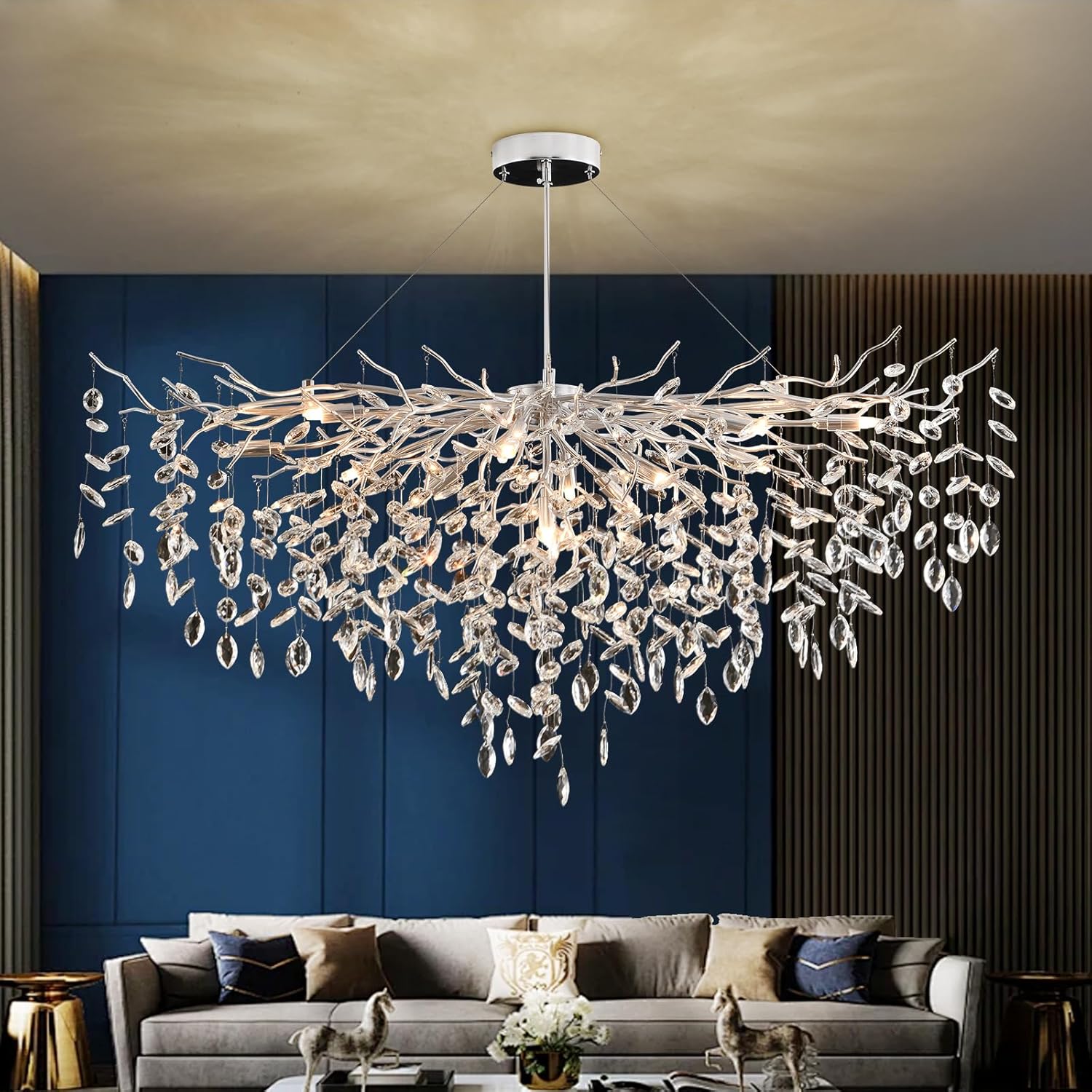 Кристален полилей LUXURY 120x45cm Silver Klara
