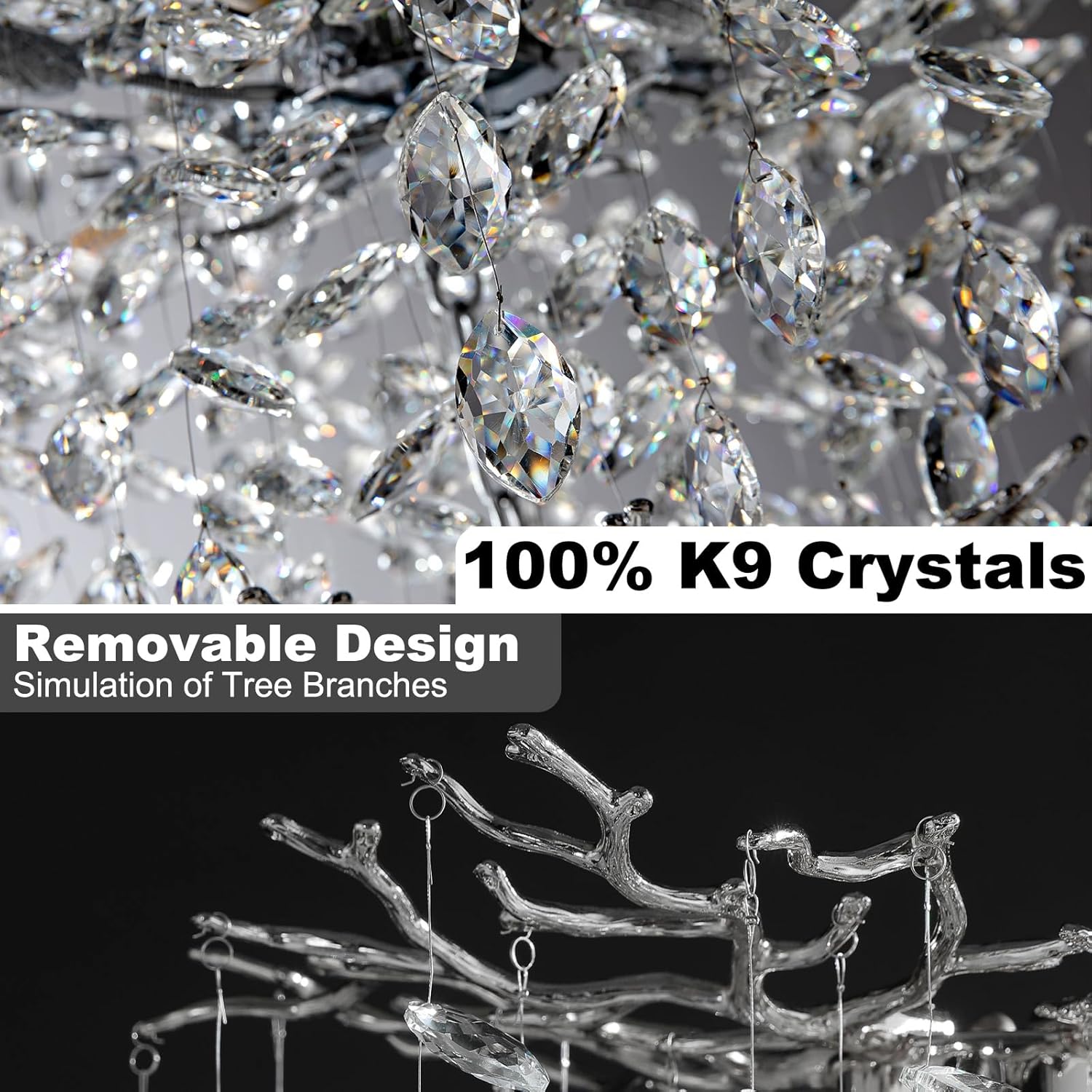 Полилей кристал LUXURY Silver CINDY 80cm