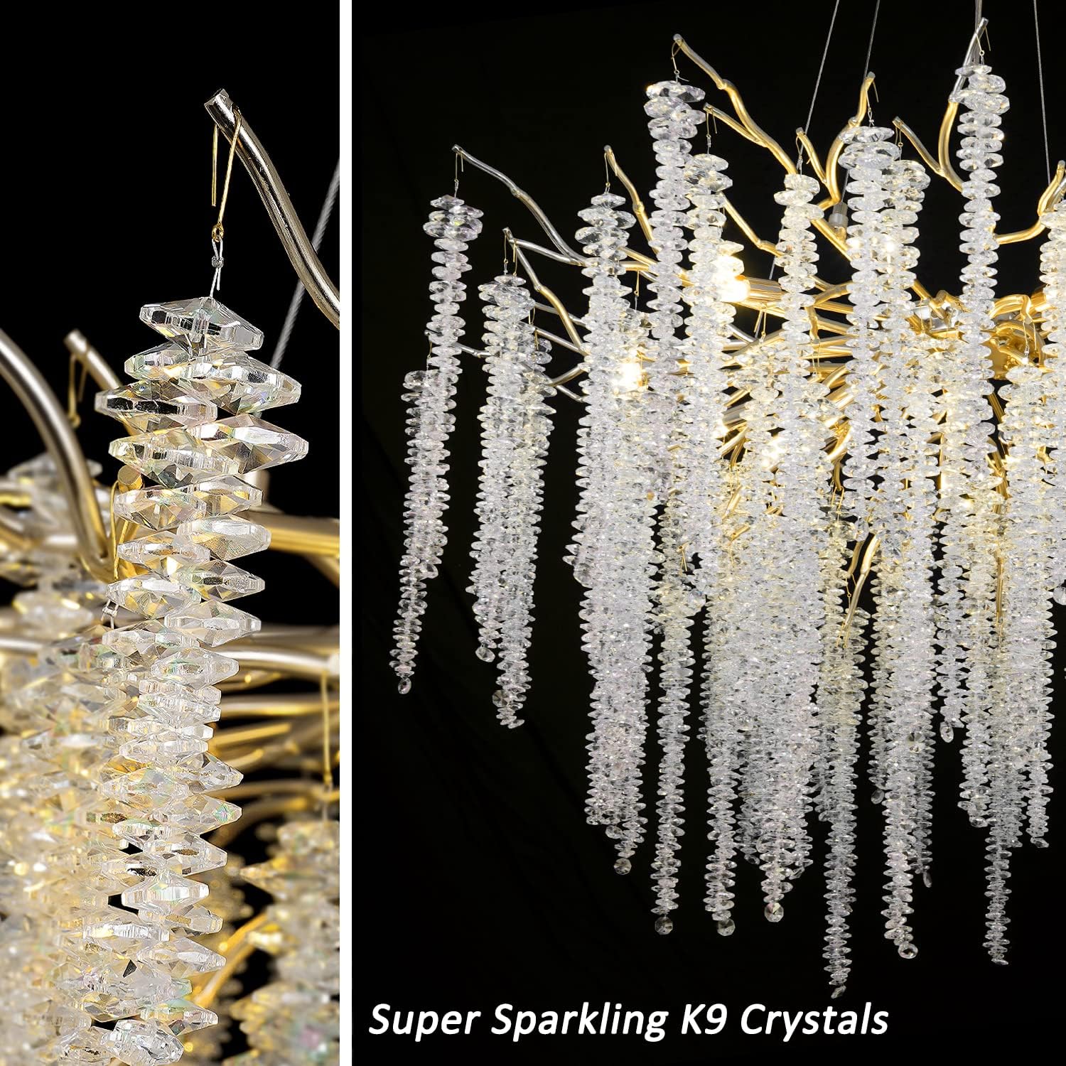 Полилей от кристал LUXURY Golden Willow 60CM