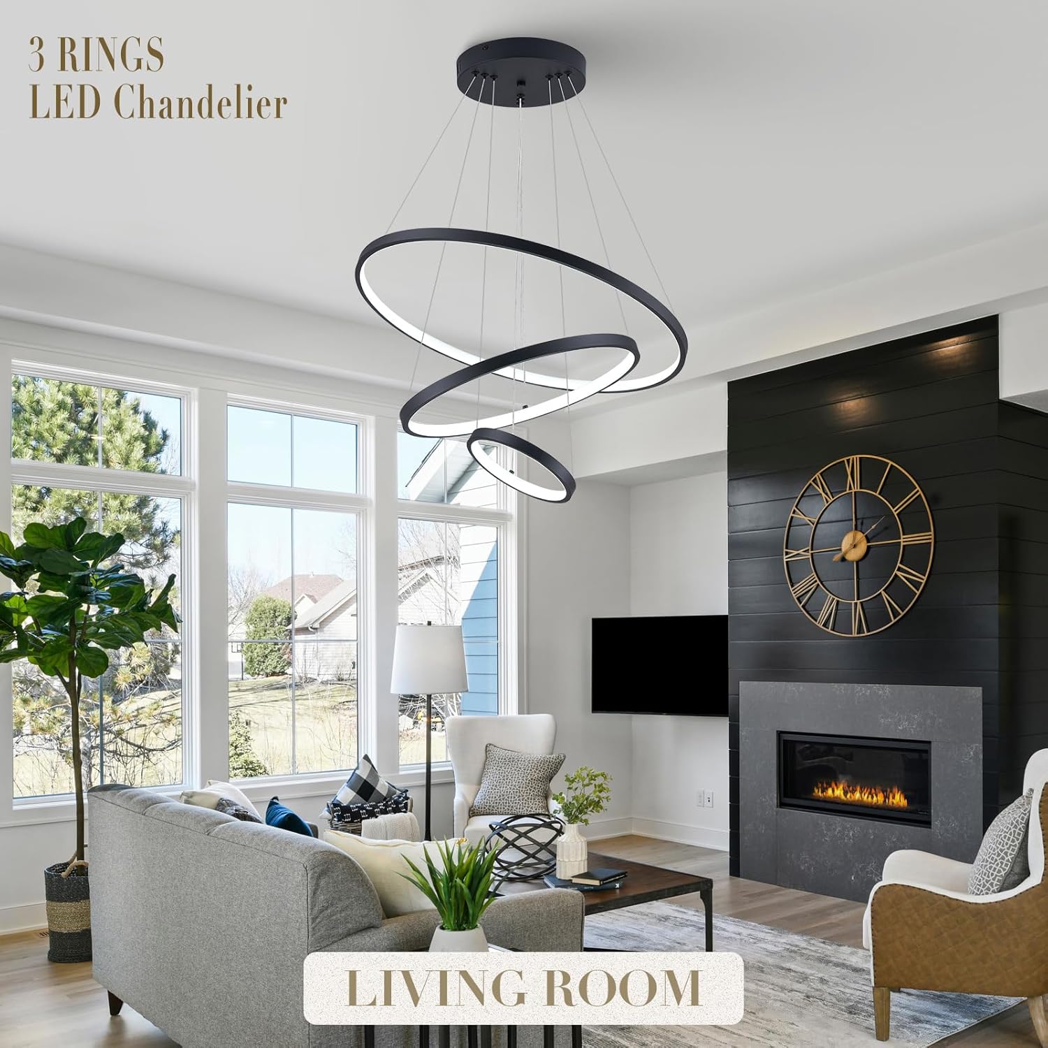 LED осветително тяло WONDER Black 3 Segmente еквивалент 600W с дистанционно