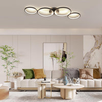 Lustra LED Modern Black 4 Rings Echivalent 600W Telecomanda NEAGRA / 88CM / MINIMALIST DESIGN Lighting Fixtures