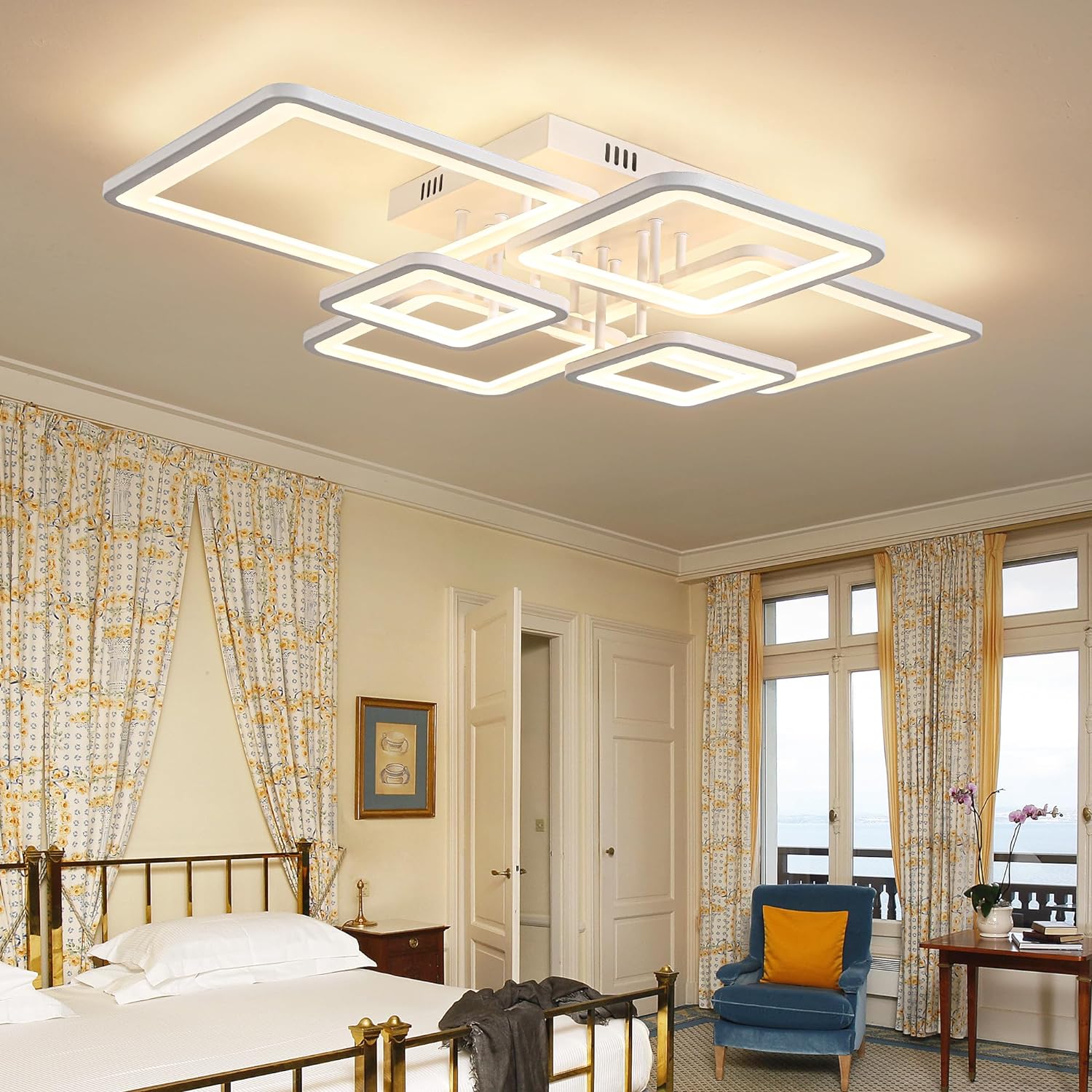 LED осветително тяло 4+2 SQUARE бяло с дистанционно, еквивалент 800W