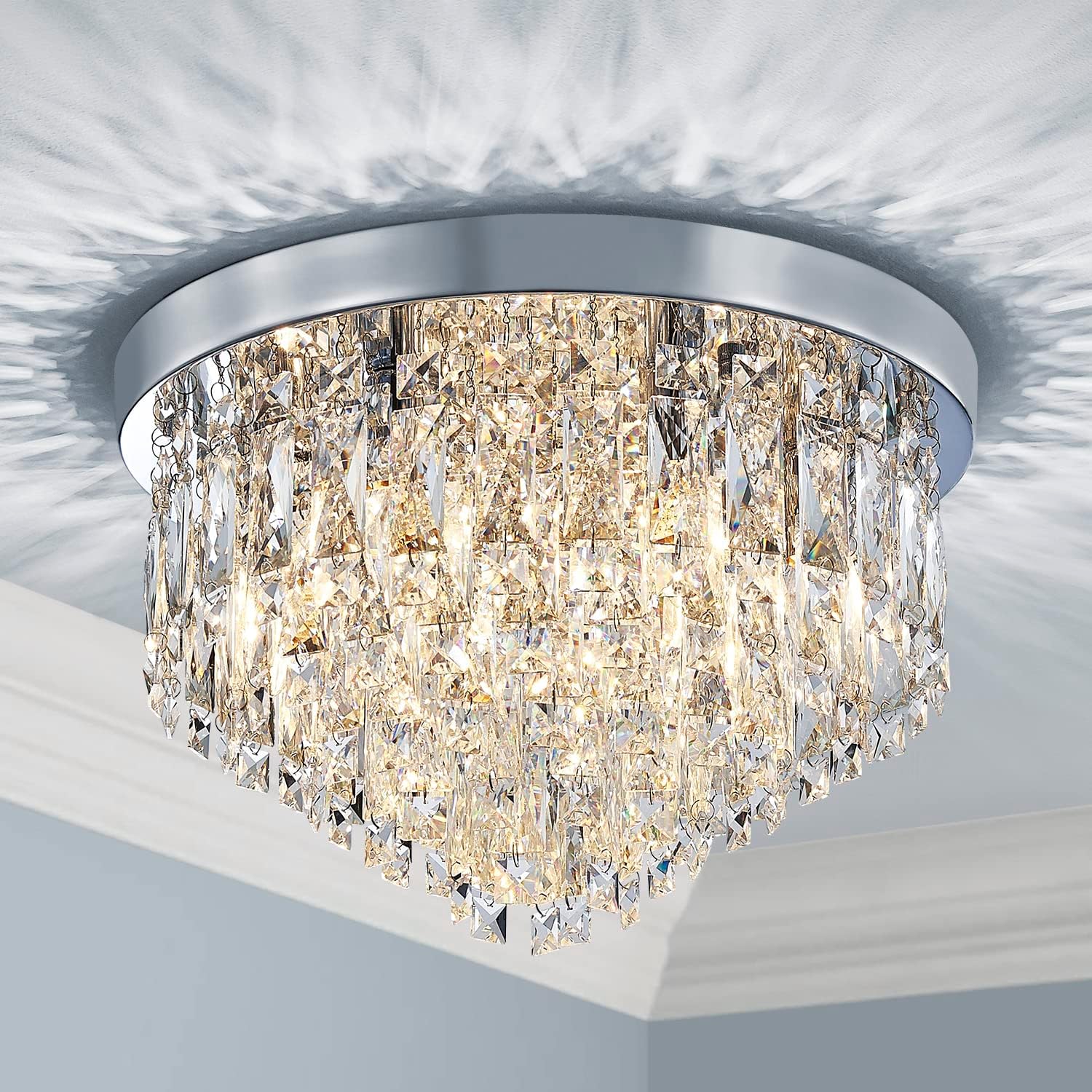 Кристален полилей MARY Silver 40cm с дистанционно