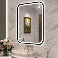 LED огледало 50x70cm черна рамка с противозапотяване и Touch J35