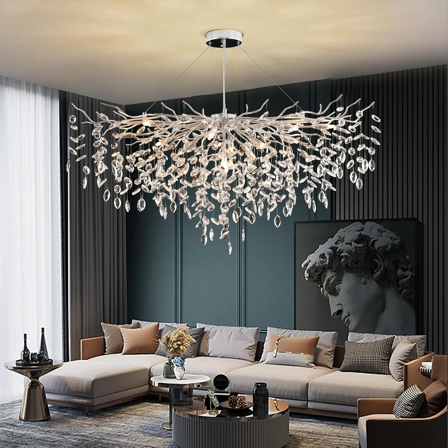 Кристален полилей LUXURY 120x45cm Silver Klara