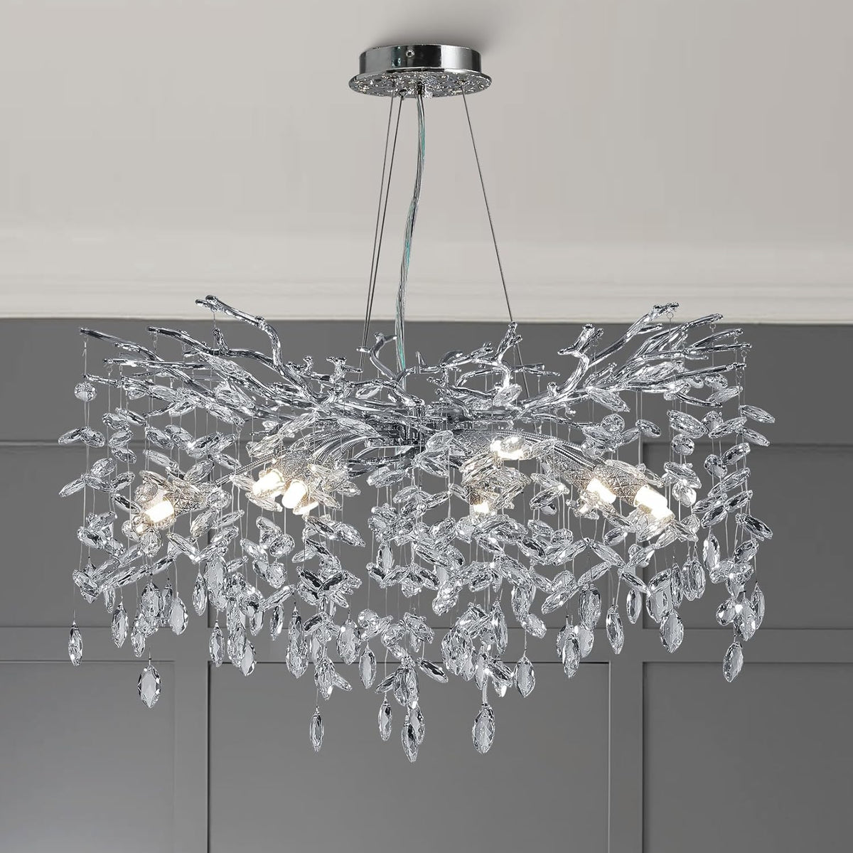 Candelabru Cristal LUXURY Silver CINDY 80cm ARGINTIE / 80CM / LUXURY Chandeliers Crystal