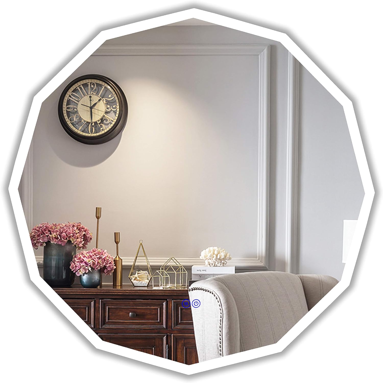 LED огледало Dodecagon с функция Touch и демистификация